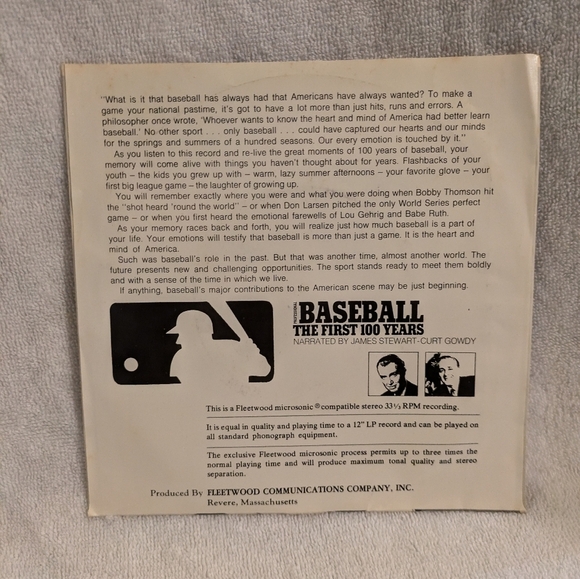 Baseball The First 100 Years Vinyl Record Pre-owned - Picture 5 of 6